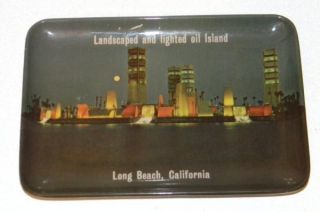 Vtg plastic Long Beach CA lighted Oil Island Jack Nadel mebel sm Tray 