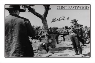 CLINT EASTWOOD * Large autograph POSTER THE GOOD, THE BAD & THE 