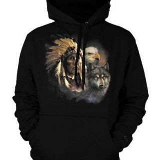 Native American Indian Chief Bald Eagle Wolf Mystical Nature  Mens 