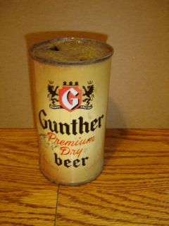Vintage Premium Dry Gunther Virginia Tax Stamp Empty Flat Top Beer Can