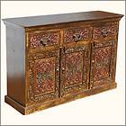 Bali White Wash Hand Carved Cabinet Recycled Console Sideboard 
