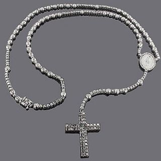Black Diamond Rosary Necklace Chain 31.55ct