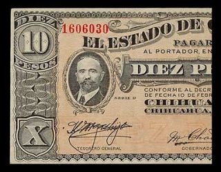10 PESOS Banknote of MEXICO REVOLUTION   1914   Chihuahua   Pick S533 