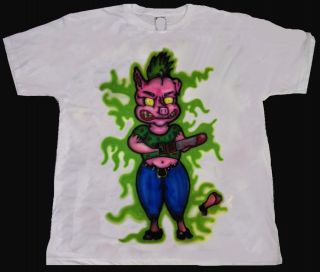 Chainsaw pig funny custom airbrushed tee t shirt shirts farmer butcher 