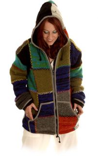 UNISEX HIPPY patchwork COAT fleece lined wool FESTIVAL JACKET M L XL 