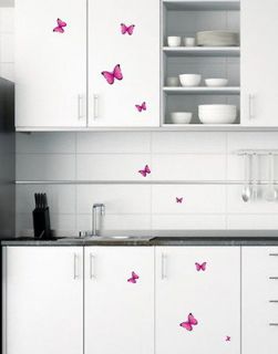 butterfly Yellow blue pink Wall window refrigerator Decal Mural 