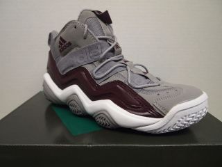 Mens Adidas Top Ten 2000 Basketball Shoes Grey/Maroon/Wh​ite