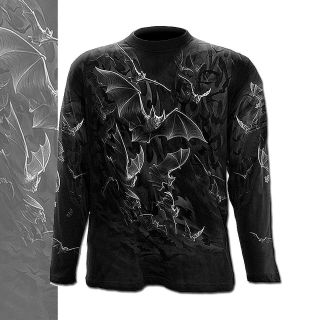 Spiral Direct Tribal Wrap Bat Swarm Adult T Shirt. Goth, Dark 