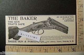   Ad Baker Gun & Forging Co Batavia NY Thats Safe Durable Last Lifetime