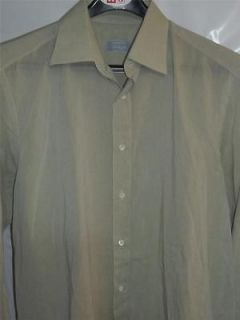 STEFANO RICCI Battaglia L/S Button Up Tan All Cotton Dress Shirt Sz 16 