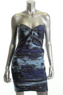 Nicole Miller NEW Blue Twist Front Strapless Cocktail Evening Dress 