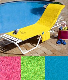 Terry Cloth LOUNGE CHAIR COVER Pool Beach Deck 4 COLORS