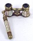 Antique French Mother Of Pearl Shell Opera Glasses Binoculars w 