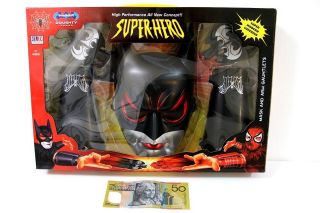 NEW** Plastic Batman Mask & Arm Gauntlets (Black) For Kids