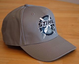 Stihl Gray Twill Old School Cap with Crossed Chainsaw Logo