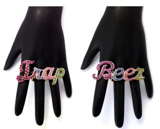 ICED OUT NICKI MINAJ STYLE BEEZ IN THE TRAP MULTI COLOR STRETCH BAND 