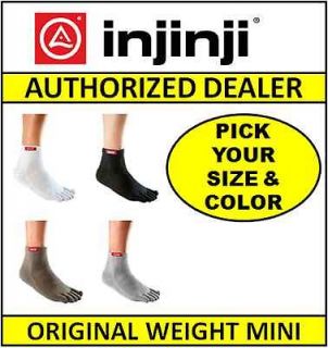 Injinji MINI CREW Performance Toe Socks   Black White Grey Sand   S M 