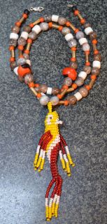 Glass Seed Bead Handmade Hummingbird Necklace, Colombian Beadwork