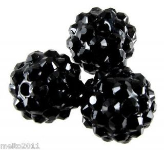   5pcs Charm Rhinestones Shine AB Black Disco Ball 8mm Spacer Beads