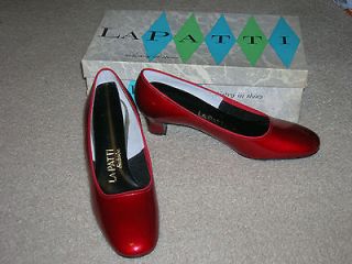  1960s LaPatti Strawberry Red Patent Leather Womens Shoes Size 6 1/2