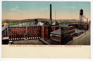 Postcard Heavy Work Shoe Factory, Endicott, Johnson & Co~Lestershire 