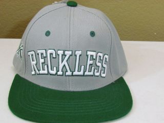   and Reckless Letterman Snapback Flat Bill Hat One Size Gray / Green