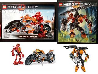 FURNO BIKE & ROTOR   HERO FACTORY Lego 7158 & 7162   TWO SETS NEW