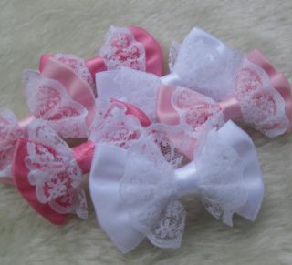 21x Satin&lace Ribbon Bow Flowers Appliques/wedd​ing Mix A792