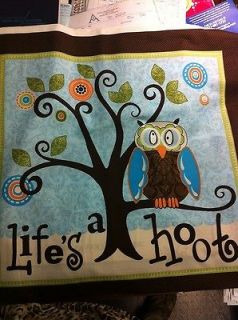 Remnant Fabric Owls Lifes A Hoot Panel Blue Fabric 21x21 flat one 