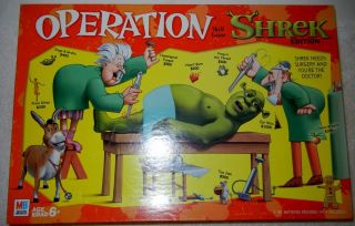 MB Operation Skill Game Shrek Edition Age 6+ Shrek Needs Surgery You 