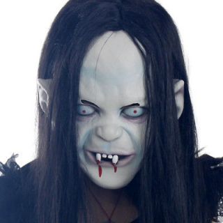 Hot Halloween Toothy Zombie Ghost Mask Scary Emulsion Skin With Hair