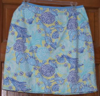 Lilly Pulitzer Womens Blue Crabs Underwater Print A Line Skirt sz 6