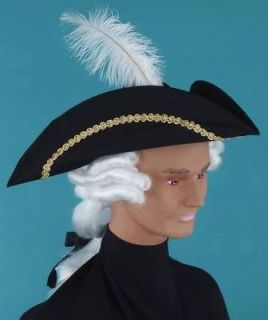 Costume Accessory Colonial Tricorn Three Point Hat+Hair