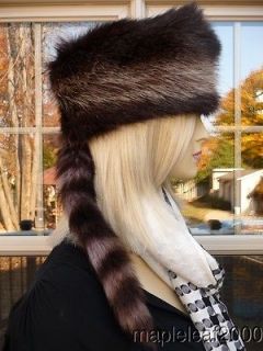 Newly listed RACCOON Fur Hat w/TAIL FOR MEN & WOMEN *NEW* MED