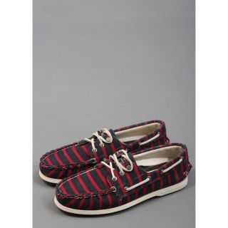 Sperry x Band of Outsiders 3 Eye Boat Stripe Shoes Navy / Red