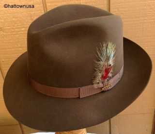 NEW Mens STETSON FUR FELT Dark Brown Fedora Formal Dress Hat 