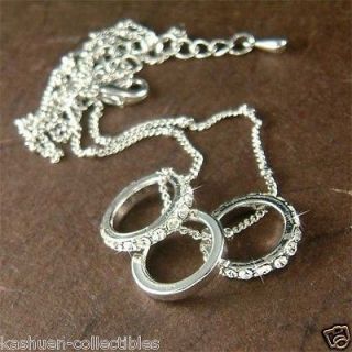   Crystal ~3 Ring Circle of Love Peace Best Friends Chain Necklace New