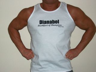 WHITE STERIOD DIANABOL BODYBUILDING VEST WORKOUT GYM CLOTHING