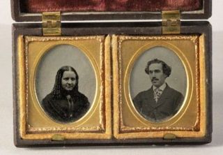   UNION CASED PAIR AMBROTYPE PORTRAITS BY A BOSWELL NORWICH c.1860
