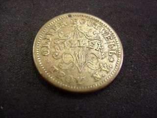 1863 CWT CIVIL WAR TOKEN OLIVER BOUTWELL BRASS MILLER TROY, NY EXTRA 