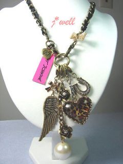 Betsey Johnson Leopart Heart &Wing &Horseshoe Necklace HOT **Gift 