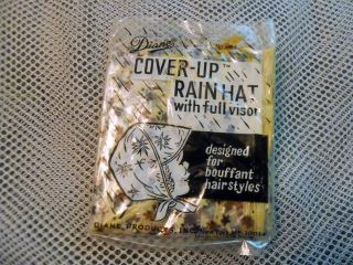 vintage DIANES Cover Up RAIN HAT BONNET w/ full visor for Bouffant 