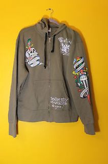 New Ed Hardy by Christian Audigier Death Before Dishonor Hoodie mens 