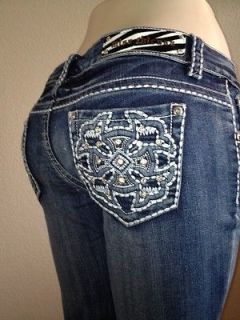   CHIC Sparkle Cross Rhinestone Bootcut Jeans SIZE 7/28 HOT ?S ASK ME