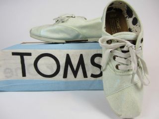 Toms Cordones Metallic Linen Green Womens Shoes Multiple Sizes New in 