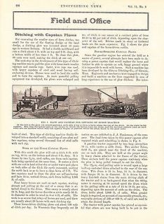 1916 Article Evolution of Ditching with Capstan Plows Horse Drawn to 