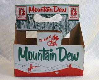   Original 6 Pk 12 oz Mountain Dew Cardboard Bottle Carrier RED/GREEN