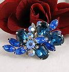 Brilliant Meridian Blue Rhinestone Signed Weiss High End Vintage Pin 