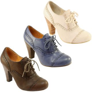 WOMENS BROGUE HIGH HEEL LACE UP ANKLE SHOE BOOTS 3 8