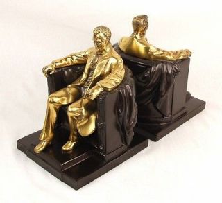 Vintage Lincoln in the Chair Bookends after Memorial by Daniel Chester 